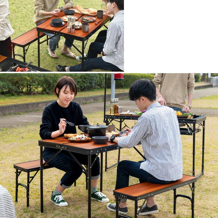 タンスのゲン アウトドアテーブル セット 幅90 折りたたみ レジャー