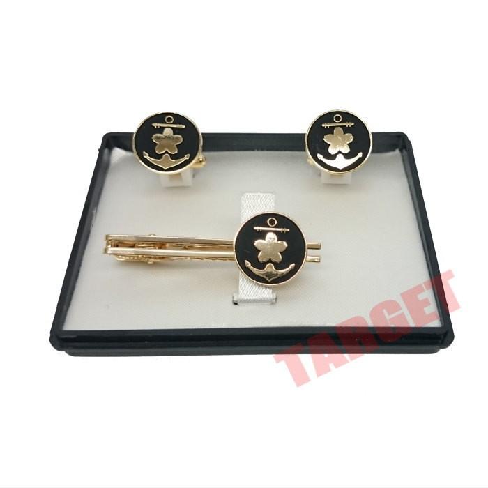 タイピン・カフスセット 海上自衛隊マーク（丸型） 金・銀 ケース付