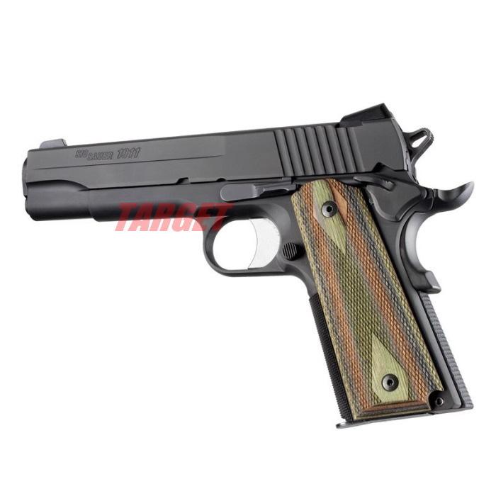 HOGUE 1911シリーズ用 木製グリップ ダイヤチェッカー パネル ラモカモ