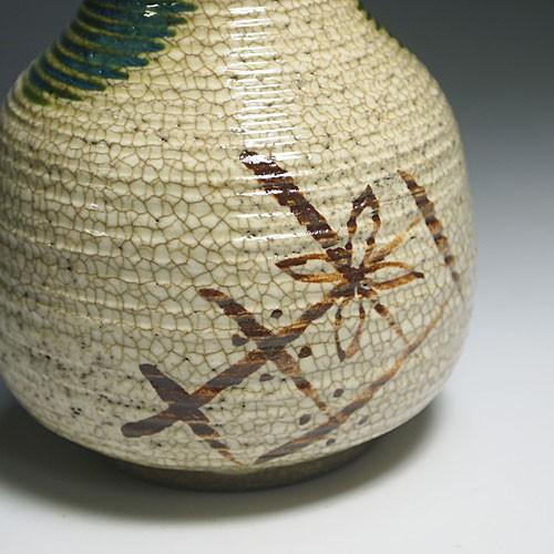 茶道具/花生） 瀬戸 赤津焼 織部下蕪花入 長谷元窯 加藤景陶作 紙箱