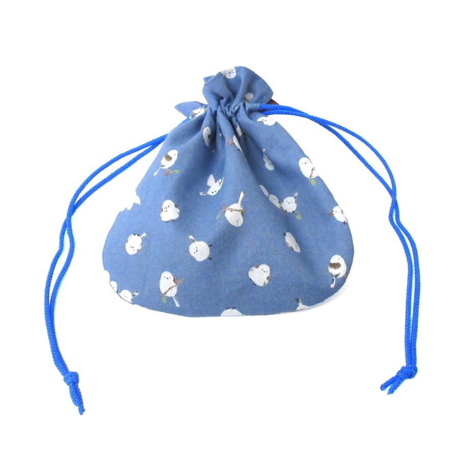 シマエナガ柄 小巾着 選べる3色 日本製 小物入れ 北海道 雪の妖精 303