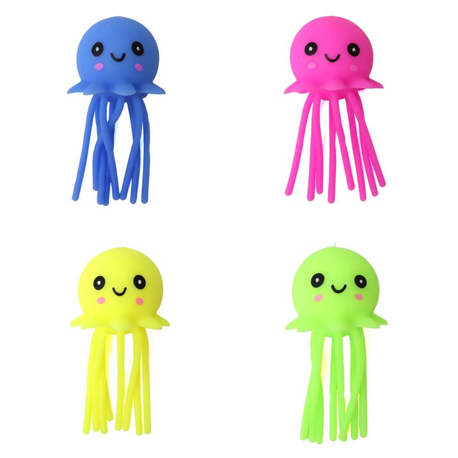 水遊びクラゲちゃん 4色セット スポンジ 水鉄砲 おもちゃ 水しぶき