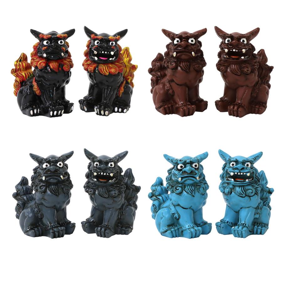 80mm 萬来獅子(座) シーサー 墨入れタイプ 1個 単品 選べる4色 魔除け