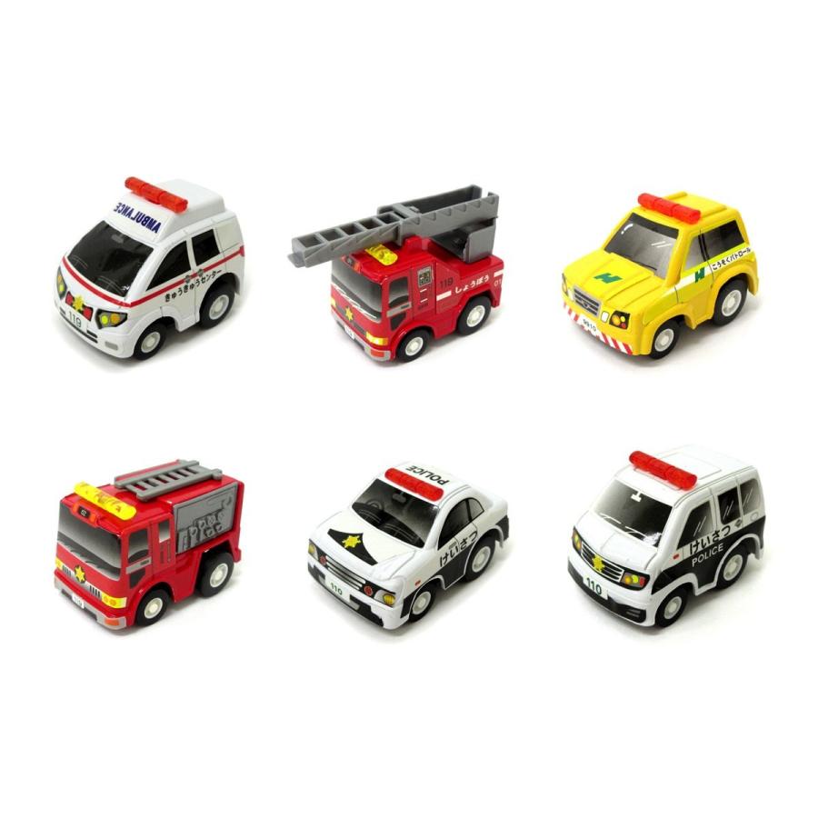 プルバック ミニカー トラフィックエンジン 緊急車両 6pcsセット
