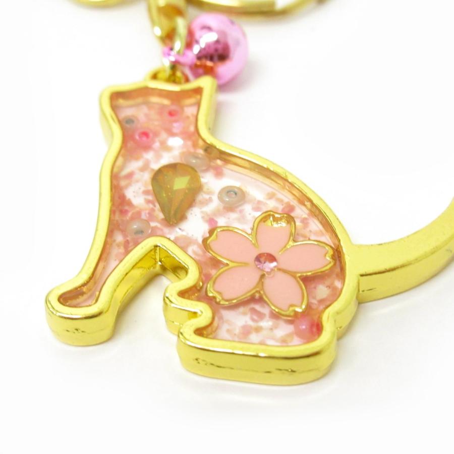 さくら ねこ キーホルダー ステンドガラス風 幸運を呼ぶ フォーチュン