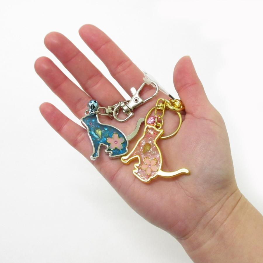 さくら ねこ キーホルダー ステンドガラス風 幸運を呼ぶ フォーチュン