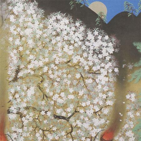 横山大観 絵画 夜桜（左隻） 【複製】【美術印刷】【巨匠】【横長