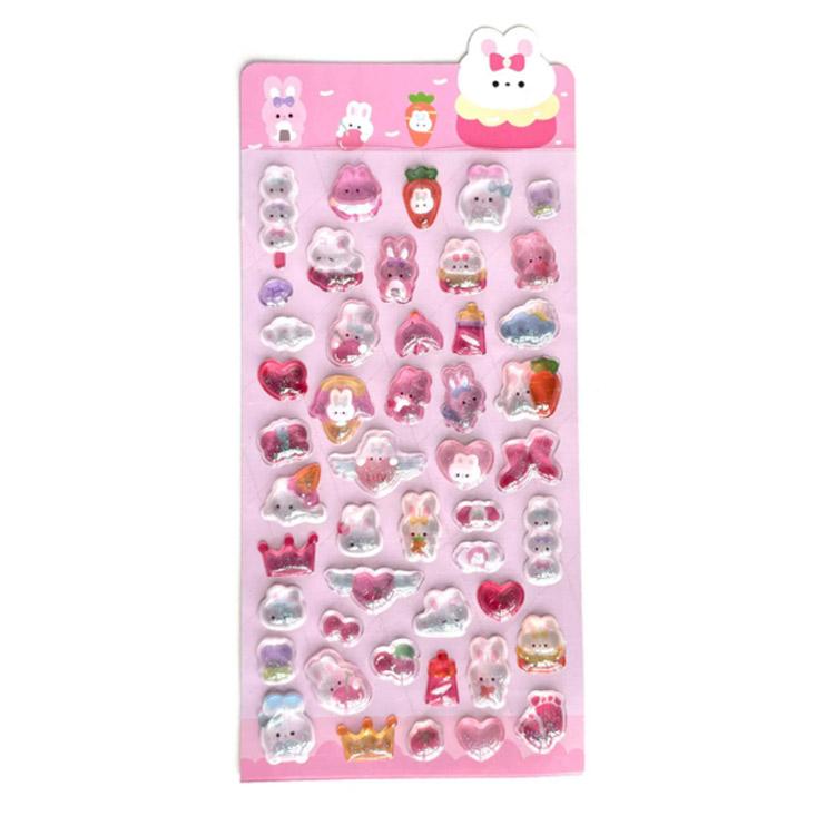 手作り キャラクター 3D 6枚セット ご褒美 透明 シール おしゃれ