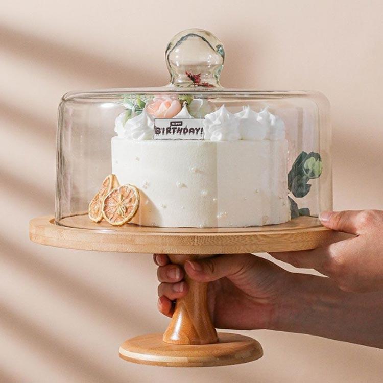 ケーキスタンド 木 1段 蓋付き 直径30cm/27cm ケーキトレー 台付き