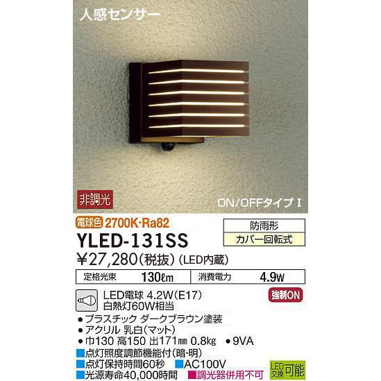 DAIKO（ダイコー） YLED-131SS DAIKO 人感センサー ON/OFFタイプ