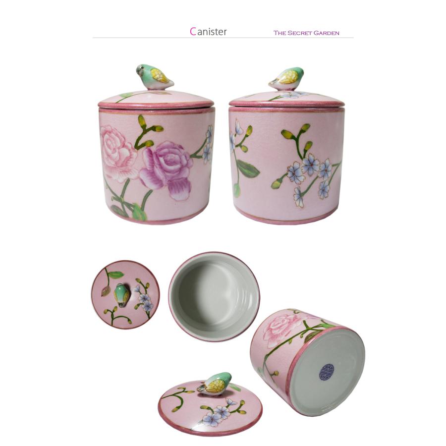 THE-SECRET-GARDEN シノワズリ キャニスター 全4種類 蓋鳥付 花鳥柄