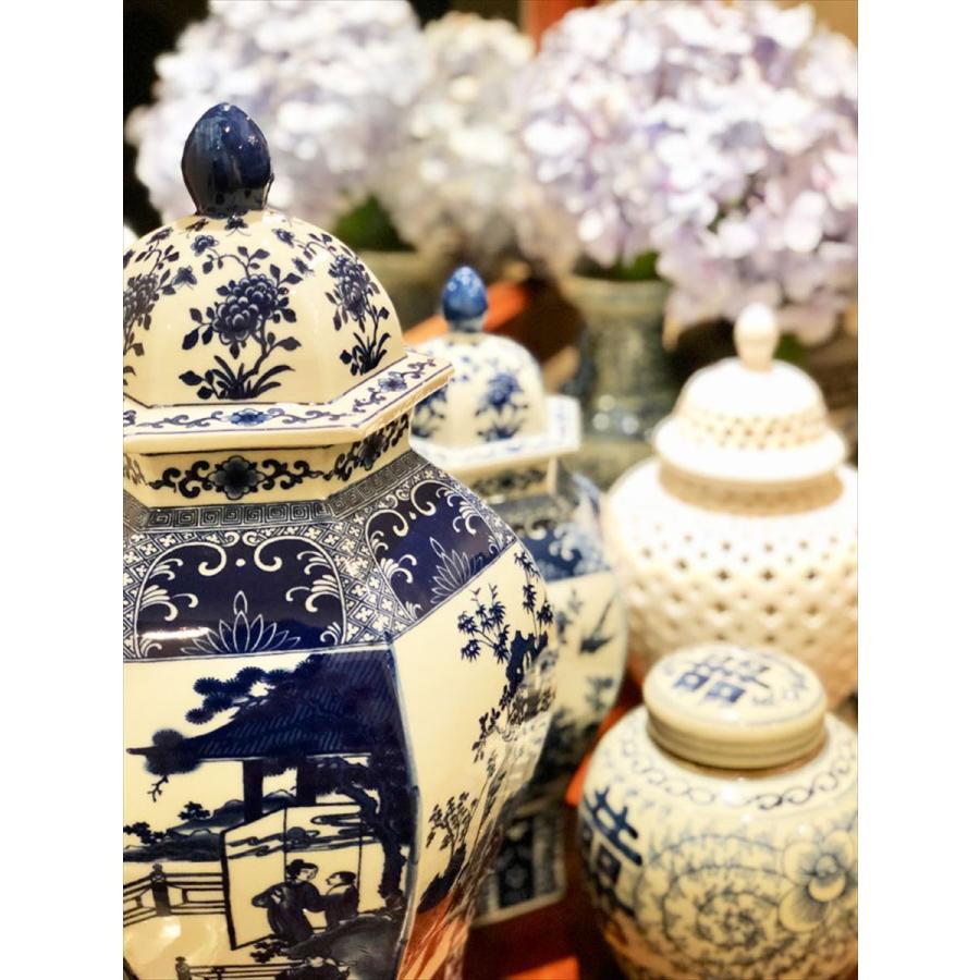 THE-SECRET-GARDEN シノワズリ Blue & White 飾り壺 大 青白陶器