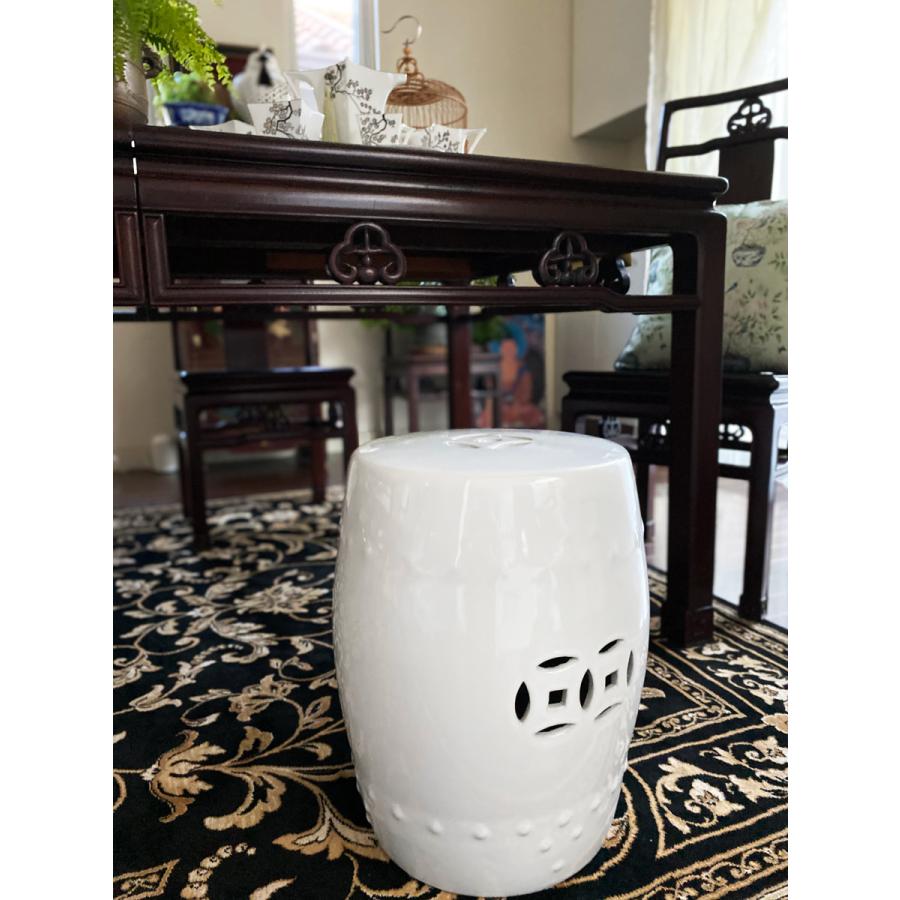 THE-SECRET-GARDEN シノワズリ スツール 陶器椅子 花鳥柄 ホワイト