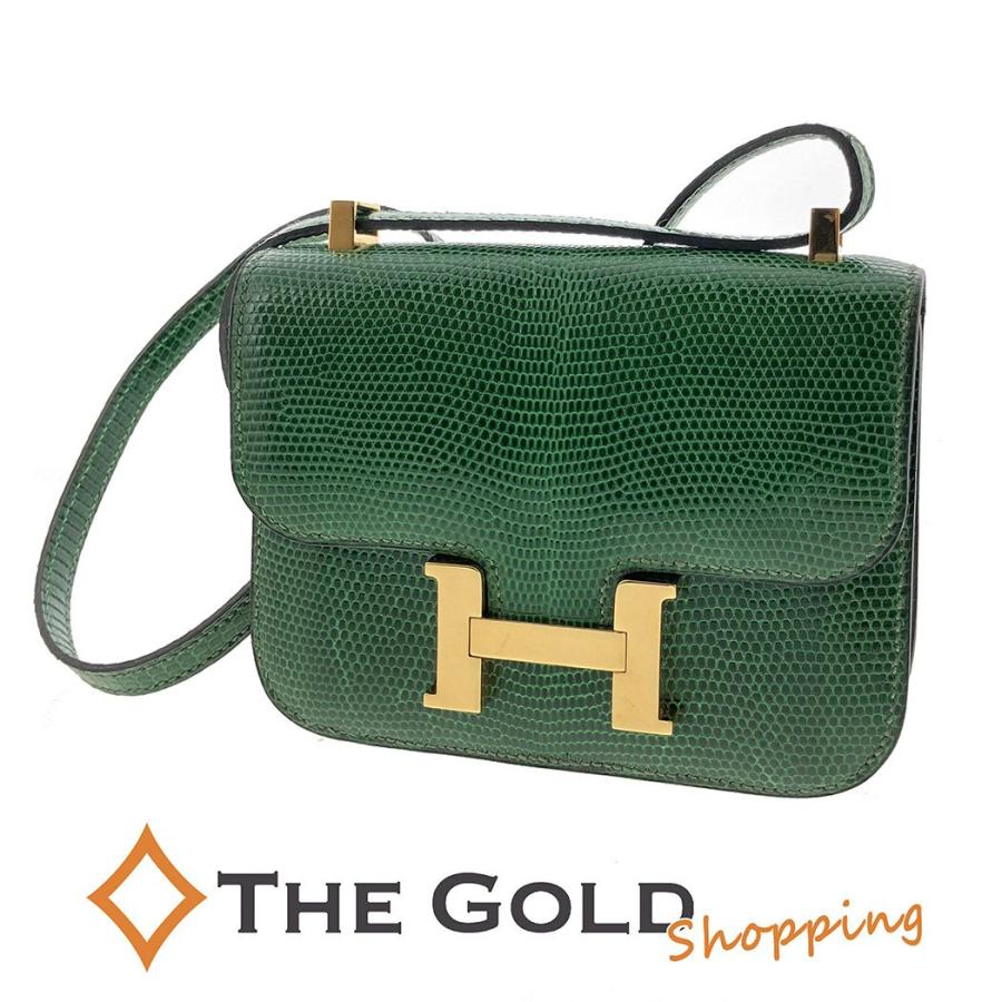 HERMES（エルメス） コンスタンス14 リザード グリーン系 GD金具