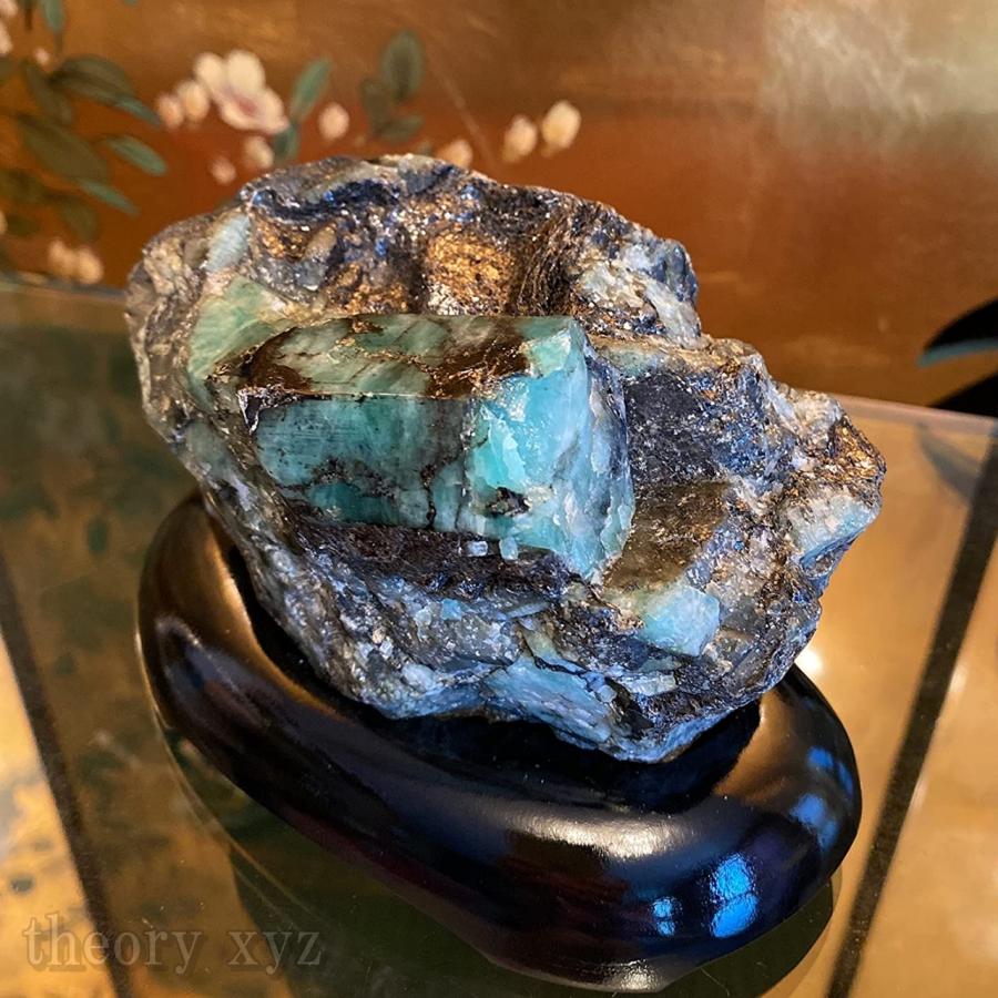 theory xyz エメラルド 原石 大型 置物 甲府研磨 宝石(鑑別書付) 889g