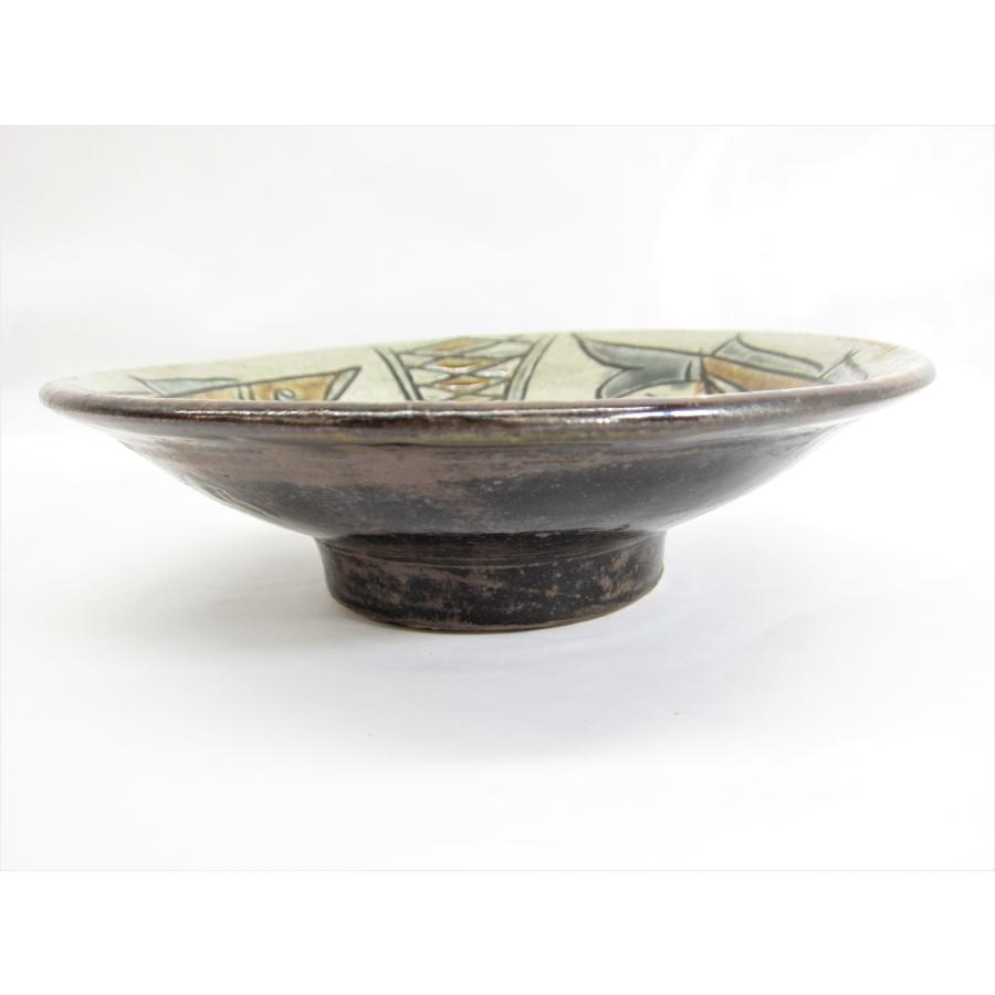 双魚文三寸皿 人間国宝 金城次郎作 工房読谷移動中期頃作品 やちむん