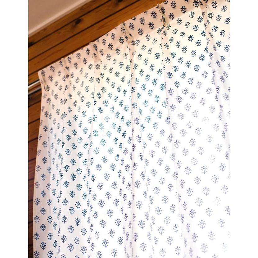 カーテン インド のれん インド綿 〔100cm×200cm〕インドの木版染め