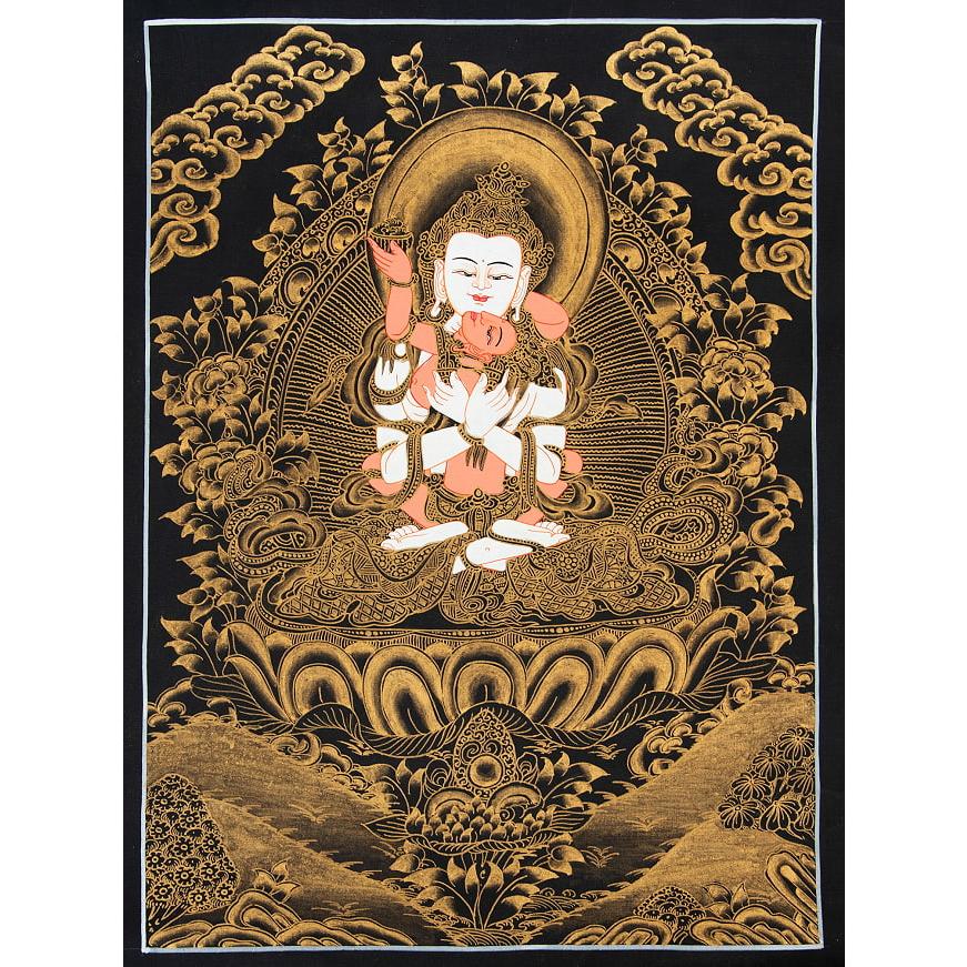 送料無料 観音菩薩 タンカ 仏画 マンダラ 〔一点物〕タンカ ヤブユム