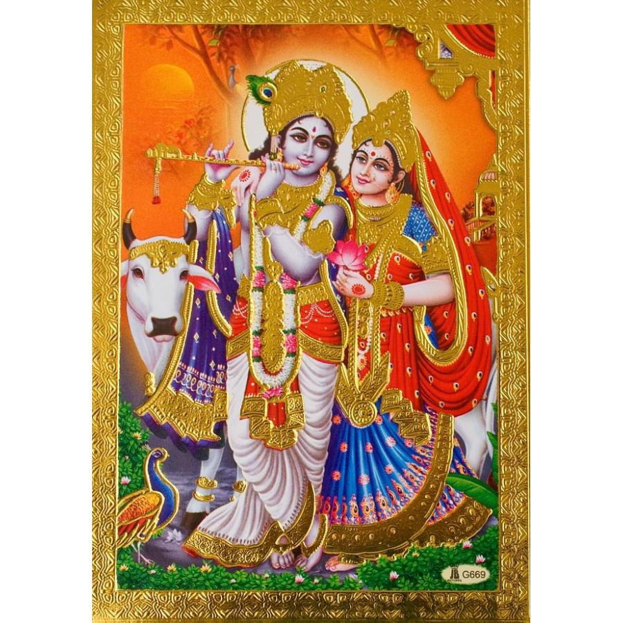 神様 ポストカード ポスター 金 金の神様ポストカード クリシュナと