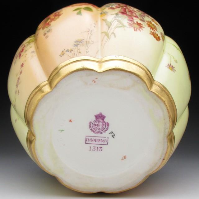 ロイヤルウースター 金彩草花絵 香炉 ポプリ アンティーク 1894年