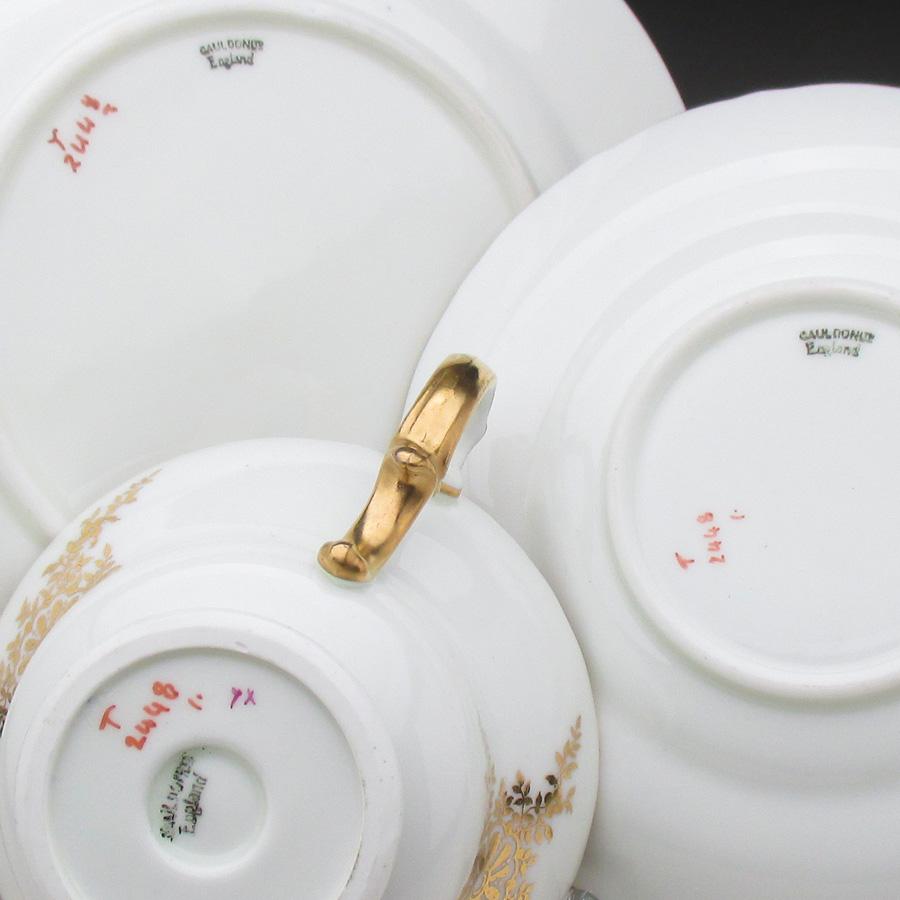 コウルドン 藍縁金彩花絵 トリオ カップ＆ソーサー＆プレート