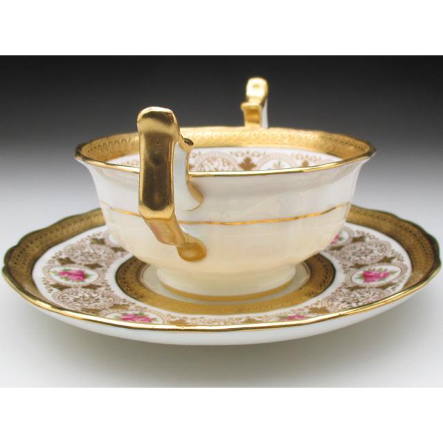 コウルドン 金彩薔薇絵 ダブルハンドル カップ＆ソーサー アンティーク