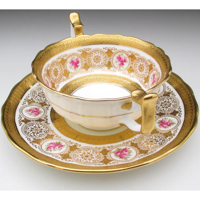 コウルドン 金彩薔薇絵 ダブルハンドル カップ＆ソーサー アンティーク