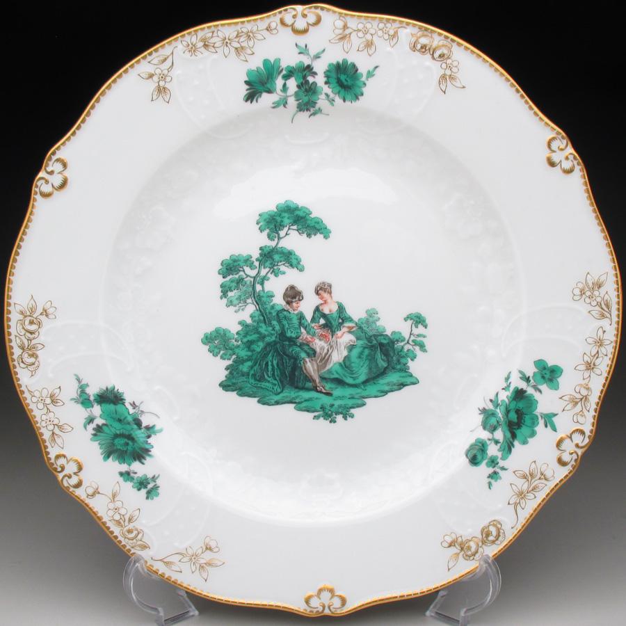 マイセン グリーンワトー プレート アンティーク ファイファー期 21cm