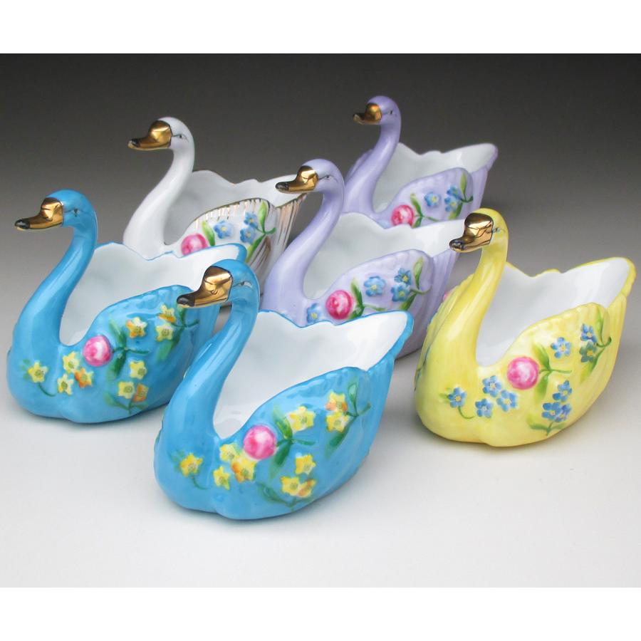 ノリタケ オールドノリタケ 金彩花絵白鳥型 ソルトボウル 6枚セット
