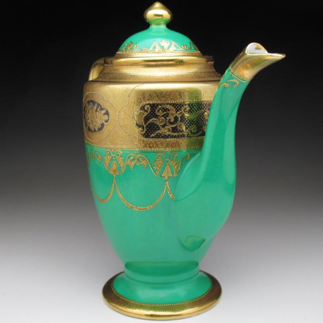 ノリタケ オールドノリタケ グリーン地金盛り コーヒーポット