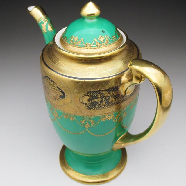 ノリタケ オールドノリタケ グリーン地金盛り コーヒーポット