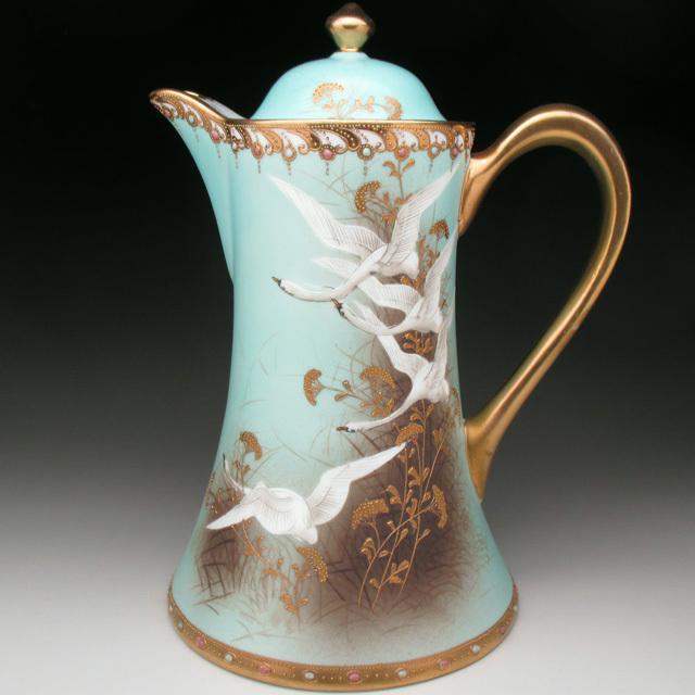 ノリタケ オールドノリタケ 金盛りジュール フライングスワン コーヒー