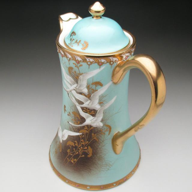 ノリタケ オールドノリタケ 金盛りジュール フライングスワン コーヒー