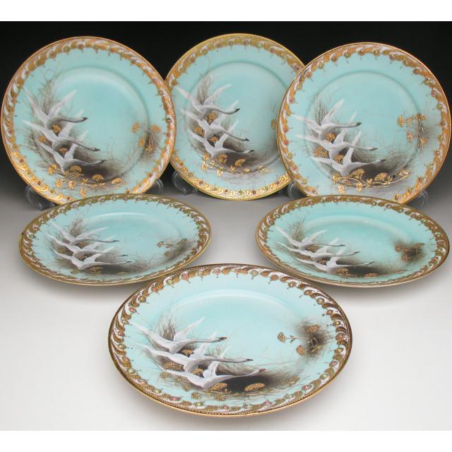 ノリタケ オールドノリタケ 金盛りジュール フライングスワン プレート