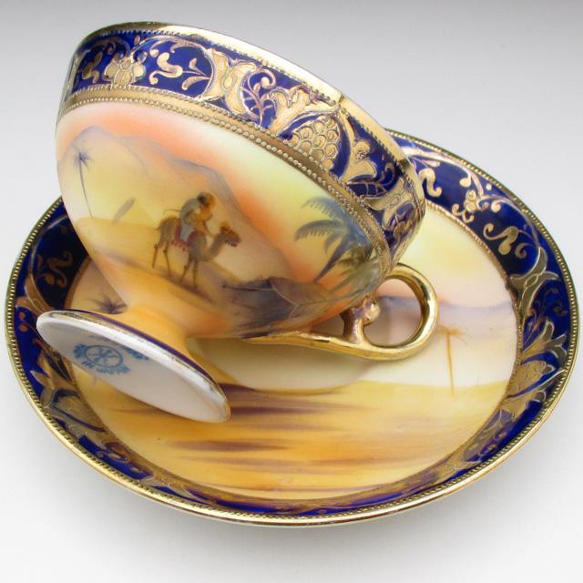 ノリタケ オールドノリタケ コバルト金盛り砂漠風景絵 カップ