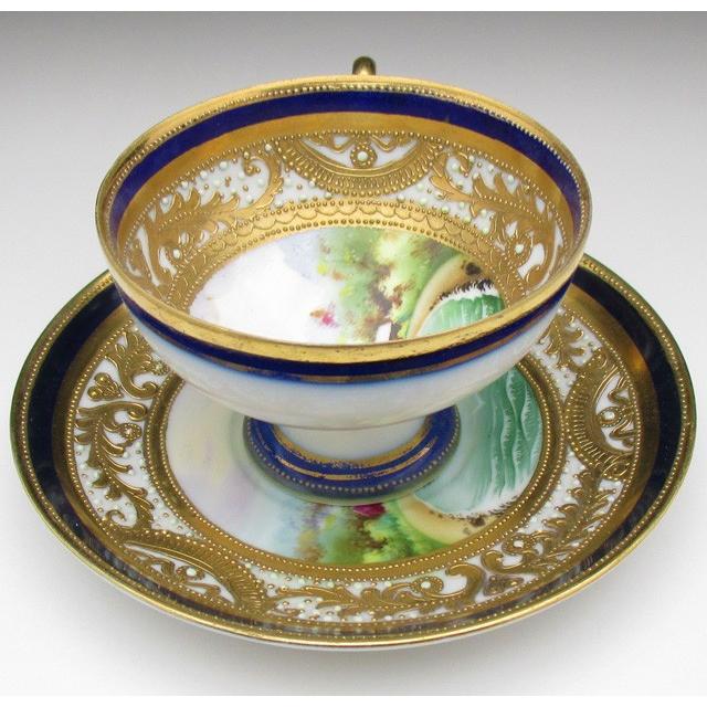 ノリタケ オールドノリタケ 金盛りエナメルジュール海辺風景絵 カップ