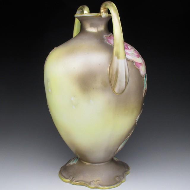 ノリタケ オールドノリタケ 金盛り薔薇絵 花瓶 22cm : アンティーク