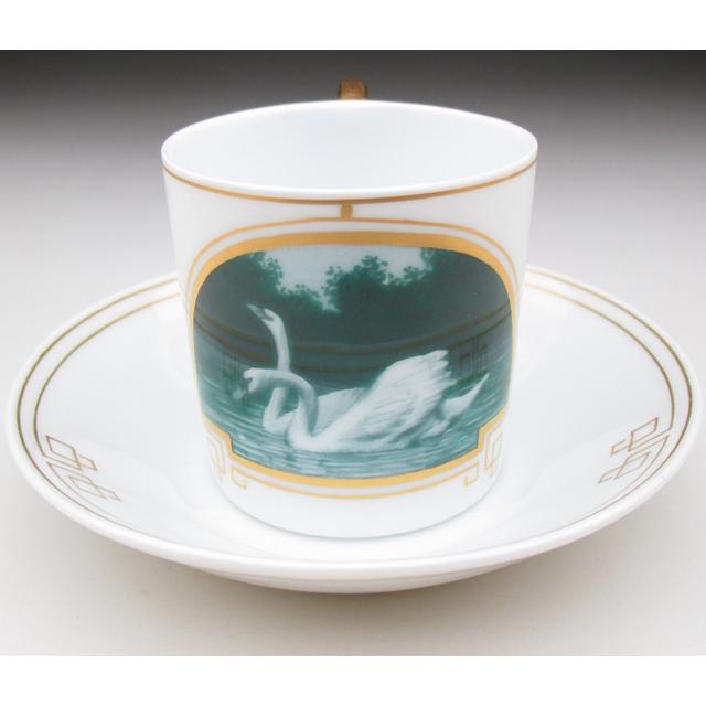 ニンフェンブルク 金彩白鳥絵 カップ＆ソーサー アンティーク 1906年