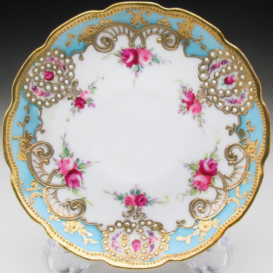 ノリタケ オールドノリタケ 金盛りジュール薔薇絵 カップ＆ソーサー (b