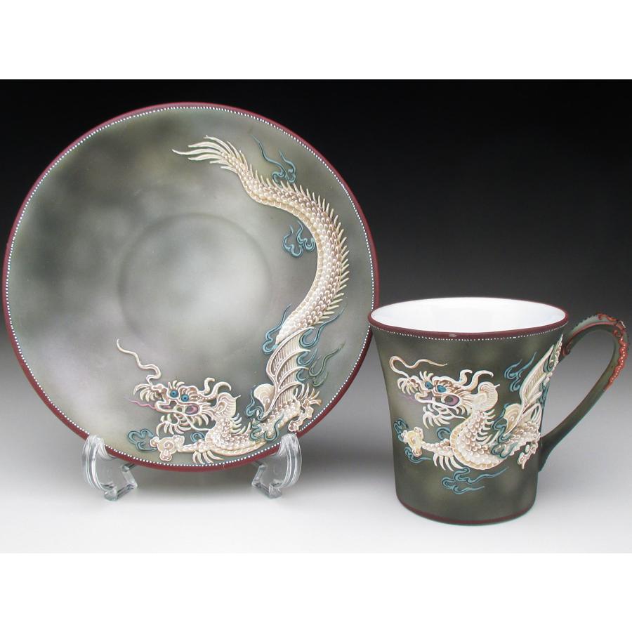 ノリタケ オールドノリタケ ドラゴン盛り上げ カップ＆ソーサー (b