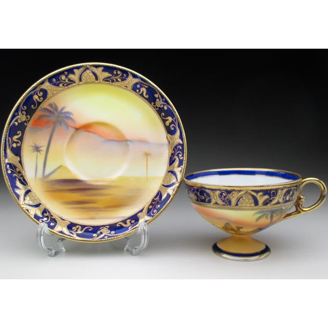 ノリタケ オールドノリタケ コバルト金盛り砂漠風景絵 カップ