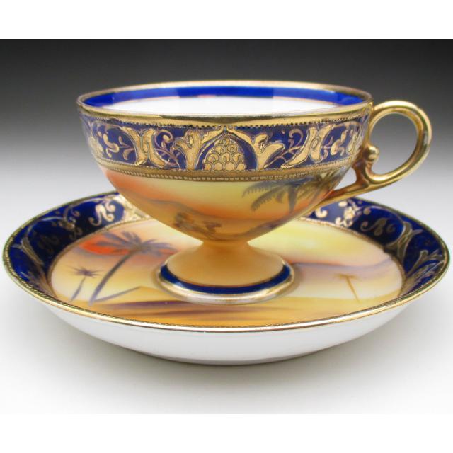 ノリタケ オールドノリタケ コバルト金盛り砂漠風景絵 カップ