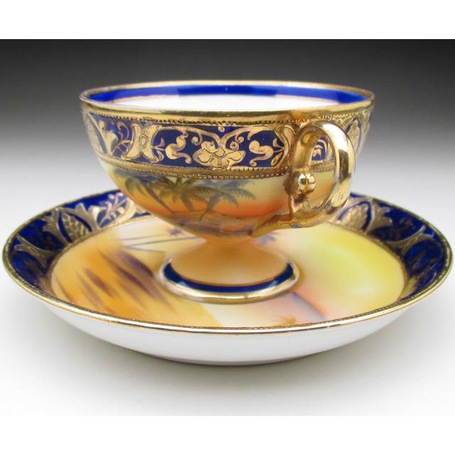 ノリタケ オールドノリタケ コバルト金盛り砂漠風景絵 カップ