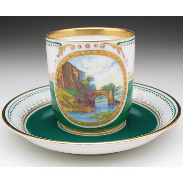 Rosenthal（ローゼンタール） グリーン地金彩風景絵 カップ＆ソーサー