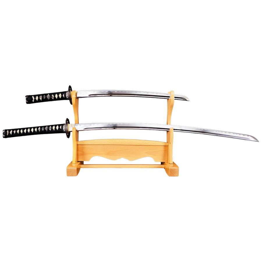 模造刀 剣豪 宮本武蔵二刀流 海鼠鍔 大小セット クリーニングクロス付