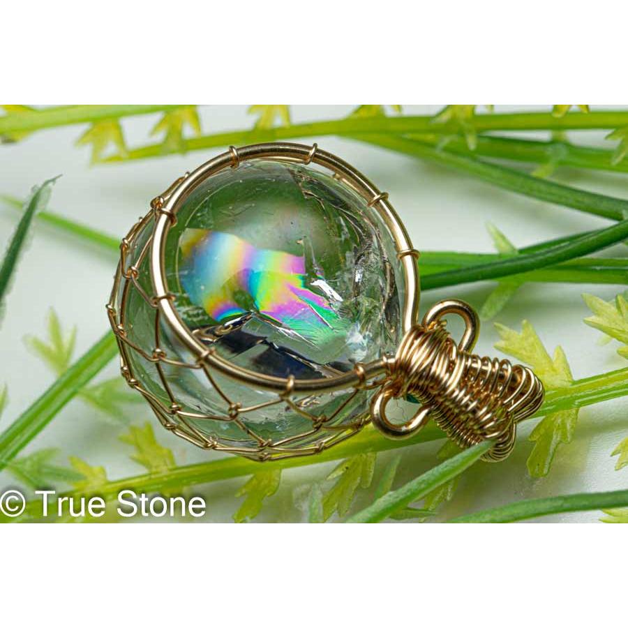 アイリスクォーツ ペンダントトップ 水晶丸玉 レインボークォーツ 虹