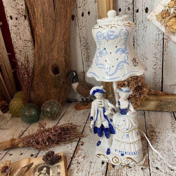 VINTAGE ≫80-90s ヴィンテージ*フィギュリン スタンドライト*陶磁器