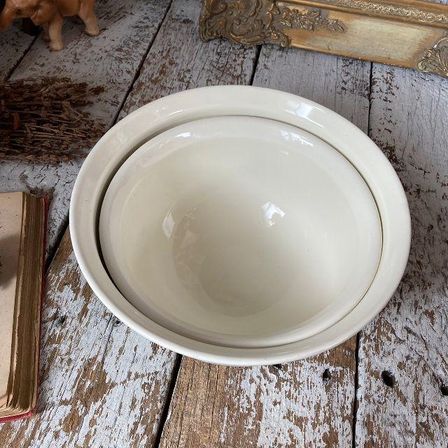 ≫ヴィンテージ デッド 未使用*ワカバト*フラワー ホーロー ボウル 2点