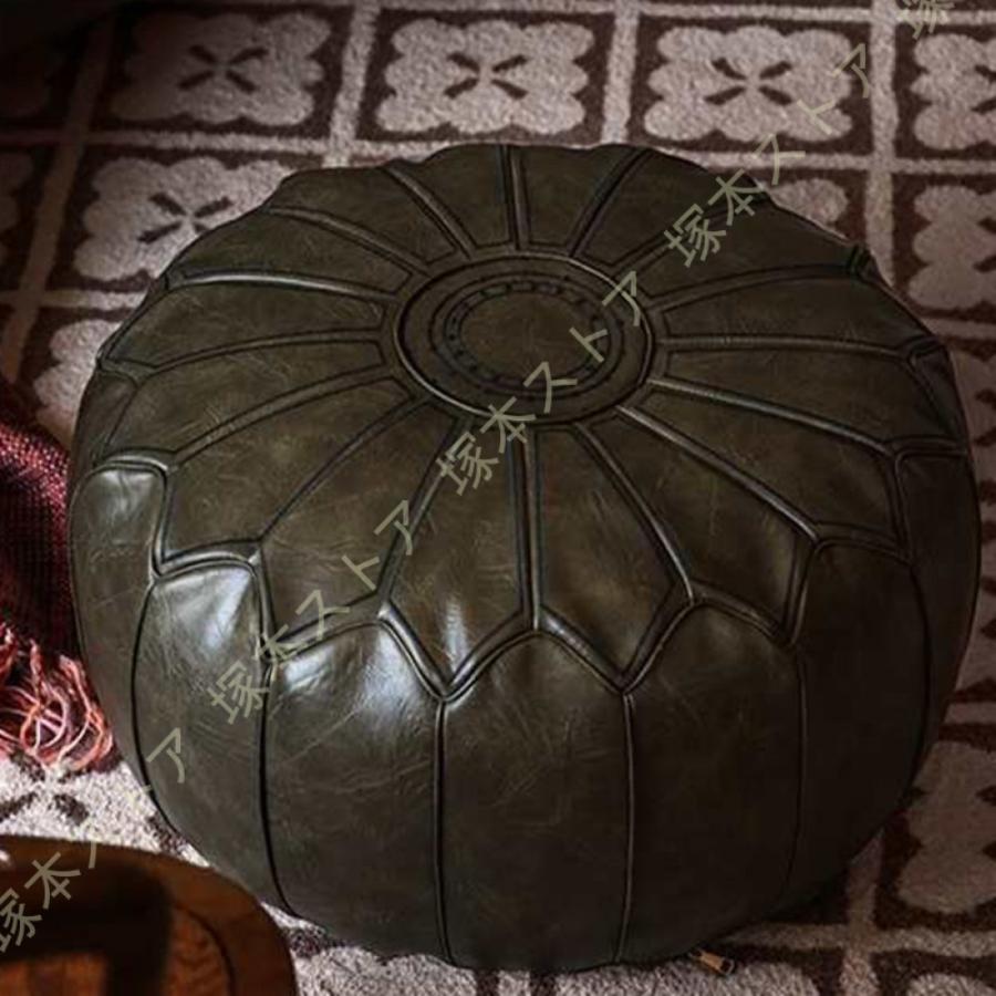 モロッコ プフ パイピング(大) オットマン 本革 天然山羊革 レザー