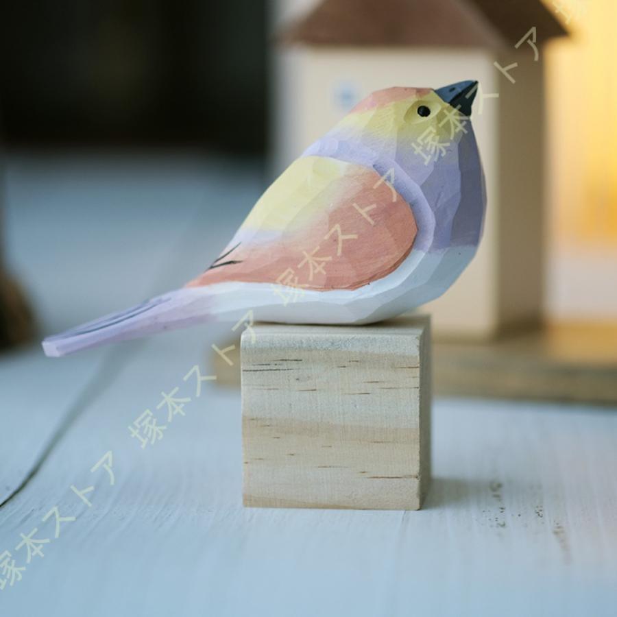 鳥の彫刻 木製 オシャレ 北欧風 置物 バード トリ 木製鳥 木製オブジェ